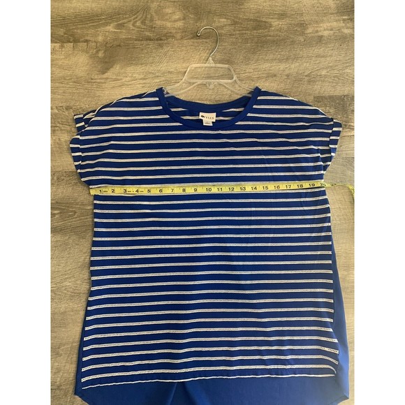 Blue Large striped Short sleeve tunic style shirt size Large Stylus - Picture 5 of 9